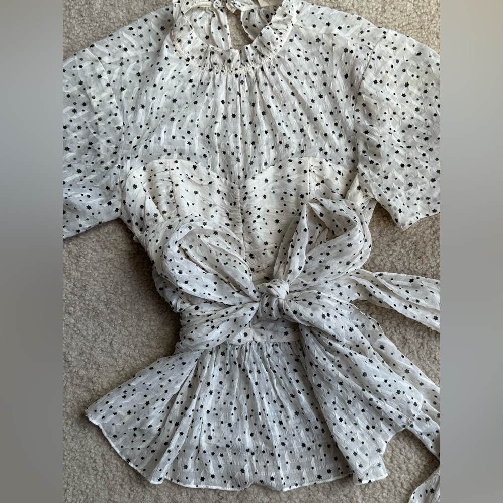 Rebecca Taylor / Stunning Scattered Star Wrap Top / / Ivory / Silk